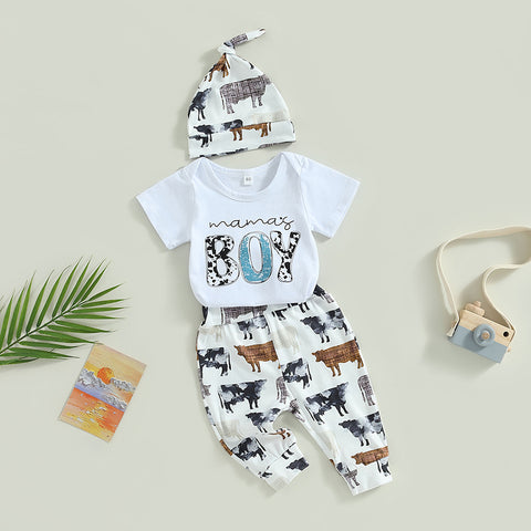 Image of Mama's Boy Cow Print Outfit