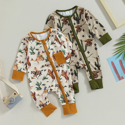 Image of Baby Cowboy Zipped Romper