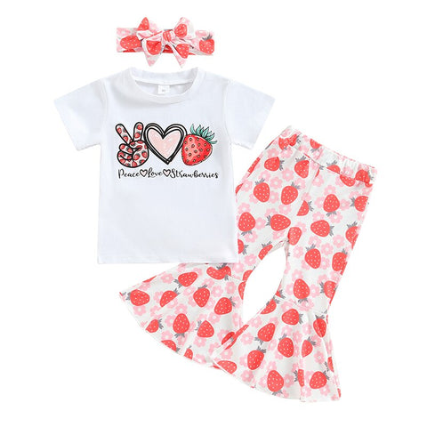 Image of Peace Love Strawberries Outfit