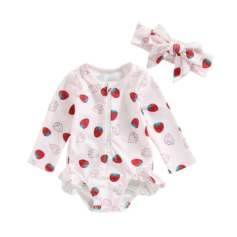 Image of Strawberry Print Beachwear - 2 Styles