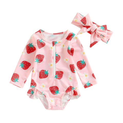 Image of Strawberry Print Beachwear - 2 Styles